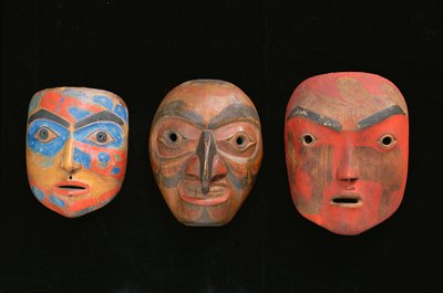 Three shaman masks by American School