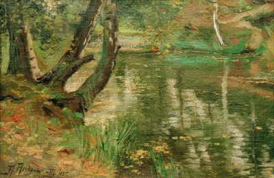 Summer River Landscape with Trees by Anatolij Fedorovich Andronov