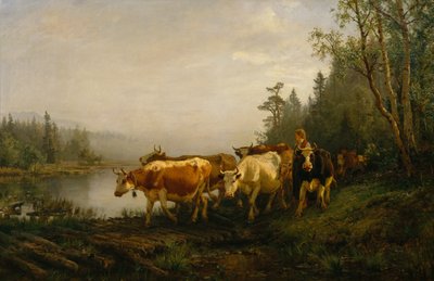 Dairymaid by the Forest Lake by Anders Askevold