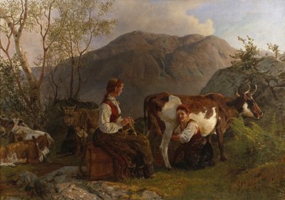 Dairymaids with Cows by Anders Askevold