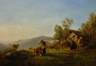 Dairymaids with cows by Anders Askevold