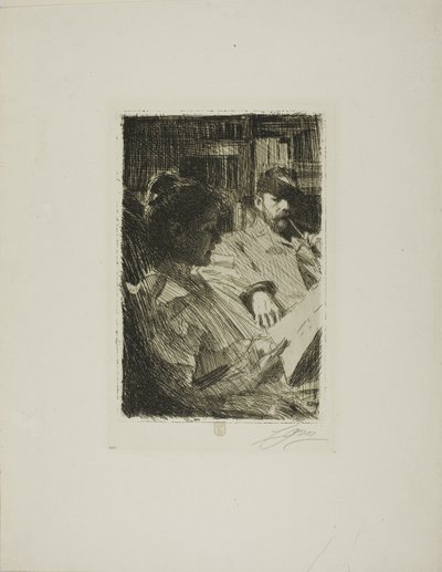 Reading (Mr. and Mrs. Ch. Deering) by Anders Leonard Zorn