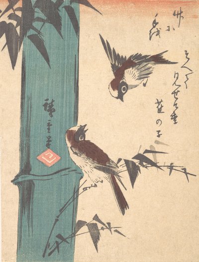 Bamboo and Sparrows by Ando Hiroshige