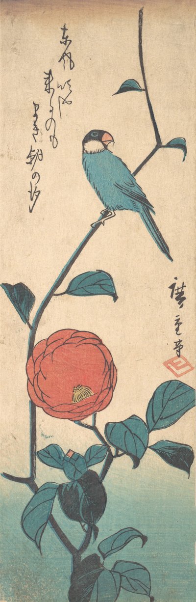 Camellia and Finch by Ando Hiroshige