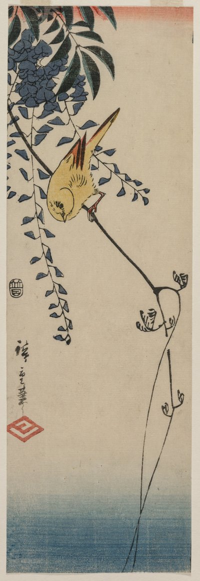 Canary and Wisteria by Ando Hiroshige