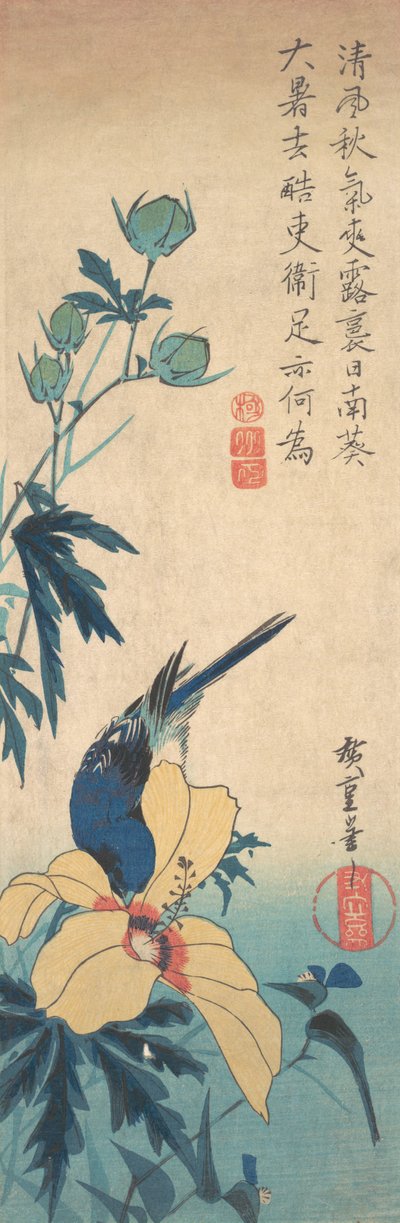 Hibiscus and Bluebird by Ando Hiroshige