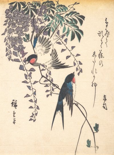 Swallow and Wisteria by Ando Hiroshige