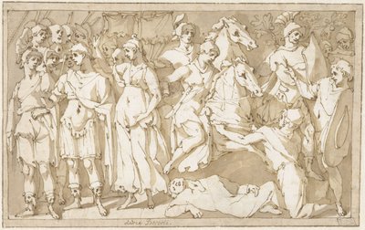 Emperor Trajan between Roma and Victoria by Andrea Boscoli