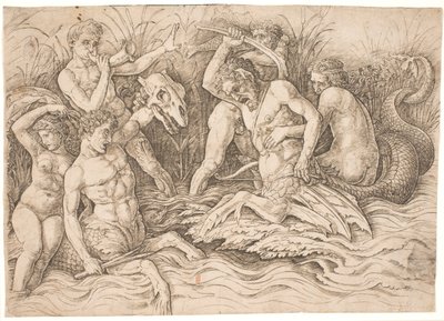 Battle of the Sea Gods, Right Half by Andrea Mantegna