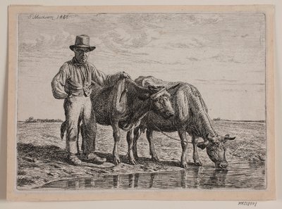 Shepherd with Cows by Andreas Peter Madsen