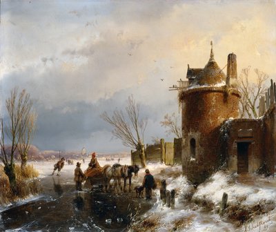 A Winter Scene by Andreas Schelfhout