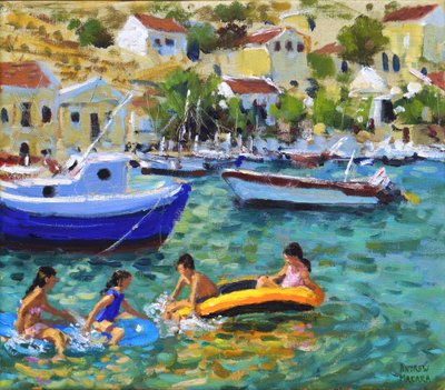 Fun in Dinghies, Symi, Greece by Andrew Macara