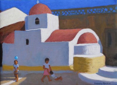 Playing by the Church, Karpathos, Greek Islands by Andrew Macara