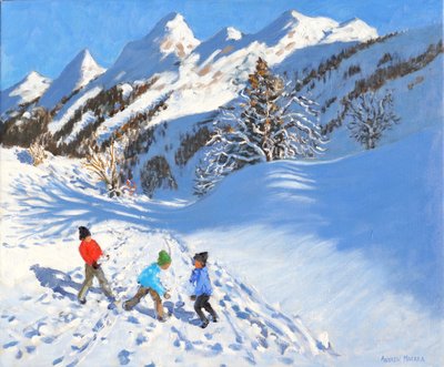 Snowballing, La Clusaz, France by Andrew Macara