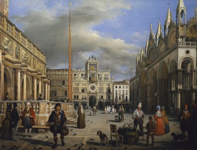 The Piazza San Marco by Angelo Inganni