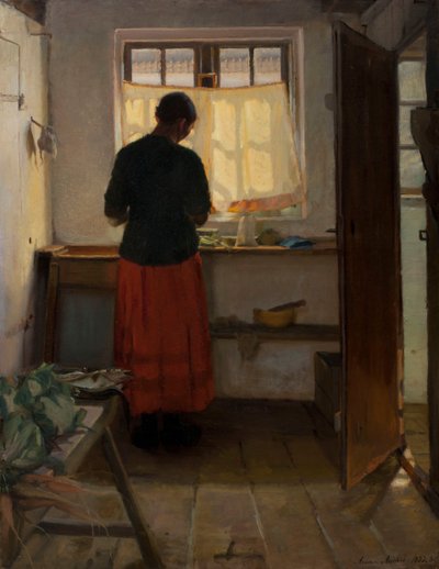 The maid in the kitchen by Anna Kirstine Ancher
