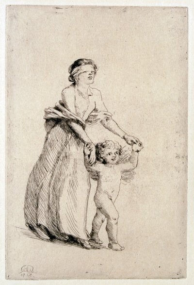 Cupid Leading a Blindfolded Girl by Anna Lea Merritt