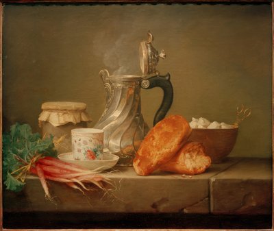 The Chocolate Maker - Still Life with Silver Jug by Anne Vallayer Coster