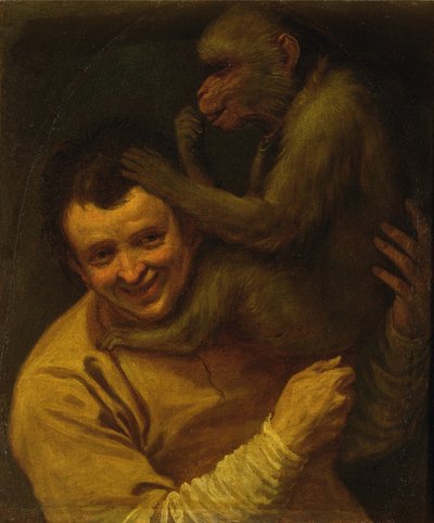 Man with Monkey by Annibale Carracci