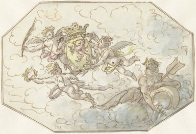 Allegory with Putti with Weapon and River God by Anonymous