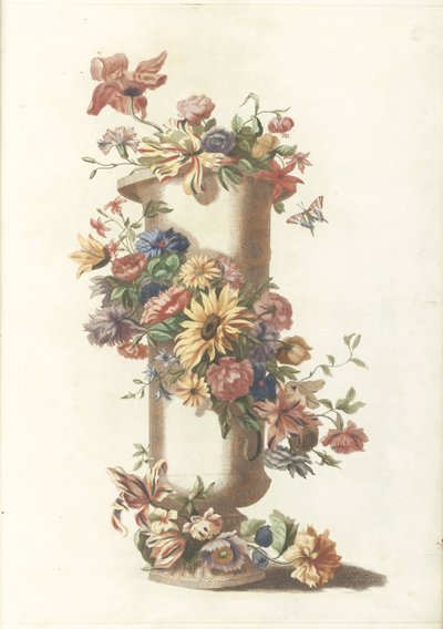 Cylindrical Vase with Flower Garland by Anonymous