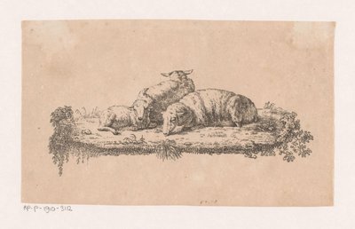 Three Lying Sheep by Anonymous