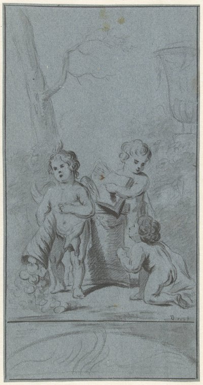 Three Putti by a Tree by Anonymous