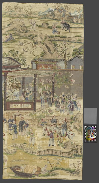 Fragment of a Wall Covering with Chinese Genre Scenes by Anonymous