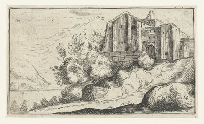 Buildings on a Rock by a River by Anonymous