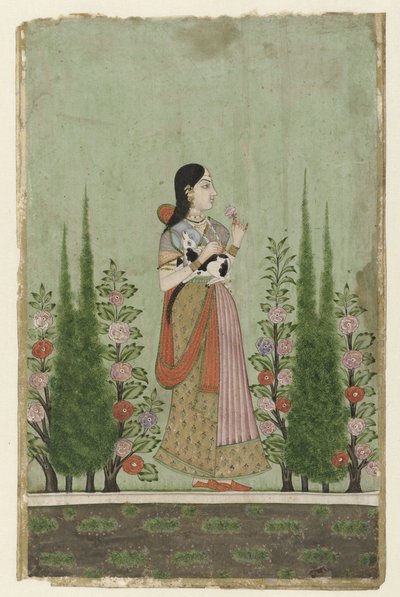 Girl Holding a Calf by Anonymous