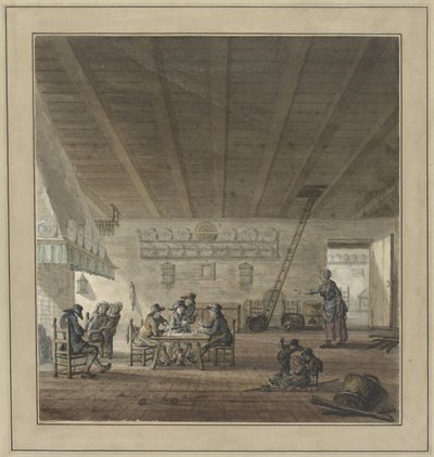 Tavern Interior with Card Players by a Hearth by Anonymous