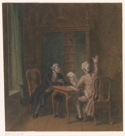 Interior with Two Men at a Table by Anonymous