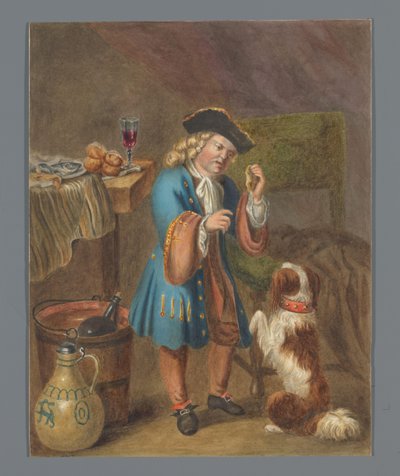 Boy Playing with His Dog by Anonymous