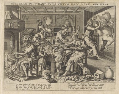 Kitchen Interior with Poor People by Anonymous