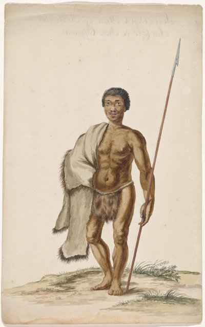 Khoikhoi Man with Assegai by Anonymous