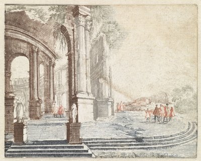 Landscape with a Round Roman Ruin by Anonymous