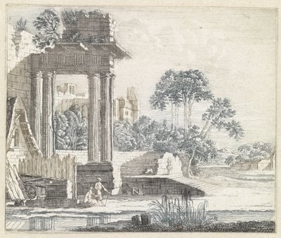 Landscape with Classical Ruins by the Water by Anonymous