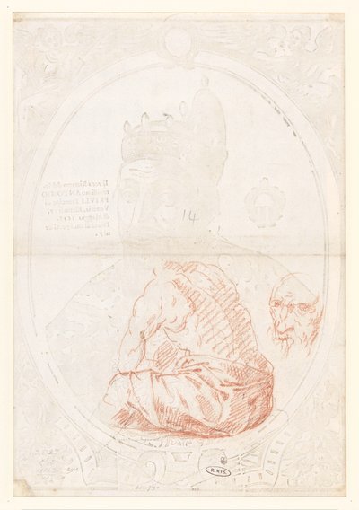 Body of a Seated Man and Male Face by Anonymous