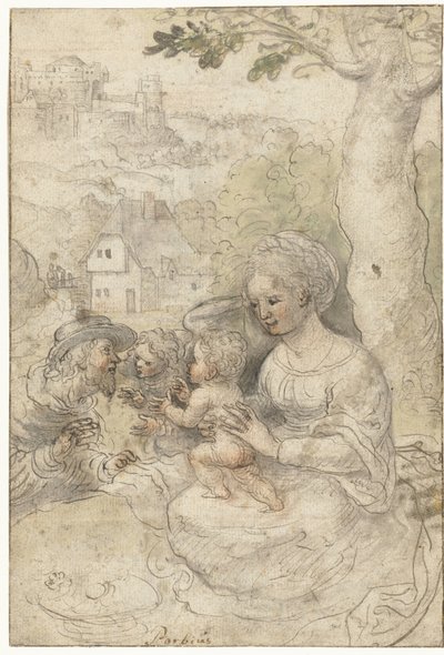 Mary with Child, Joseph Listening to an Angel by Anonymous