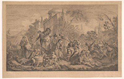 Market Scene with a Ballad Singer and a Peep Show by Anonymous