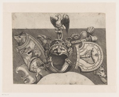 Ornament with Helmet, Shield, Eagle, and Lion by Anonymous