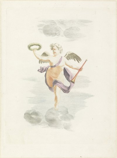 Putto with Laurel Wreath and Trumpet by Anonymous