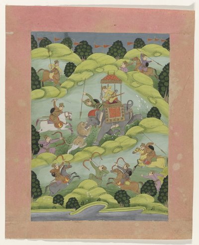 Rajput Prince on a Lion Hunt by Anonymous