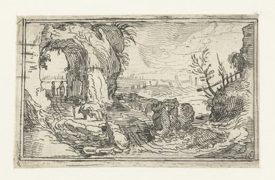 Rocky Landscape with Path along Waterfall by Anonymous