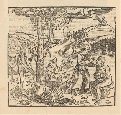 Riders by a Tree and a Witch by Anonymous