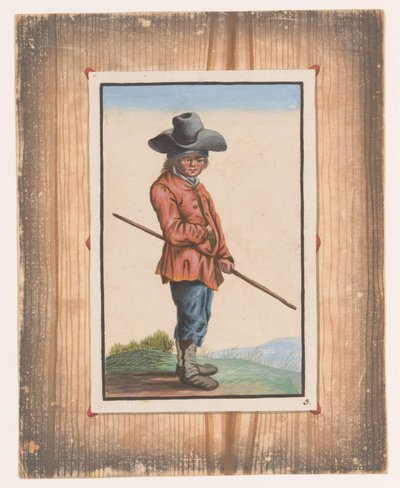 Standing Boy with Stick by Anonymous