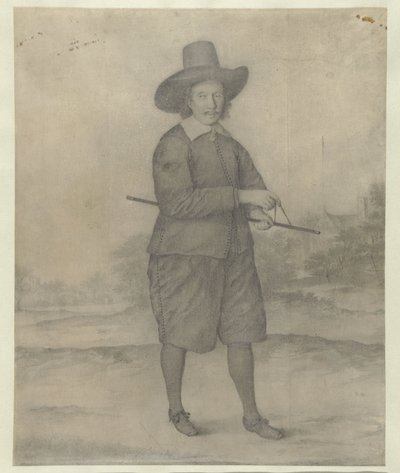 Standing Man with Wide-Brimmed Hat, Full-Length by Anonymous