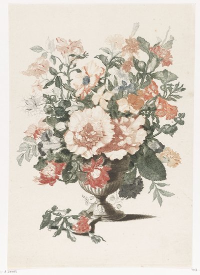 Stone Vase with Flowers by Anonymous