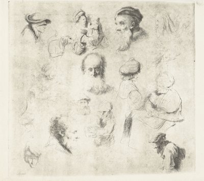 Studies of heads by Anonymous