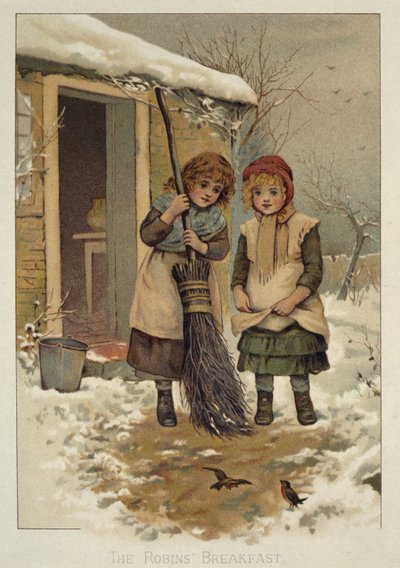 The Robins Breakfast, Victorian Illustration by Anonymous
